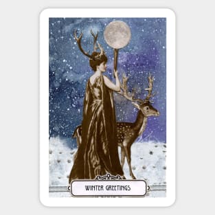 Winter Solstice Moon Goddess Sticker